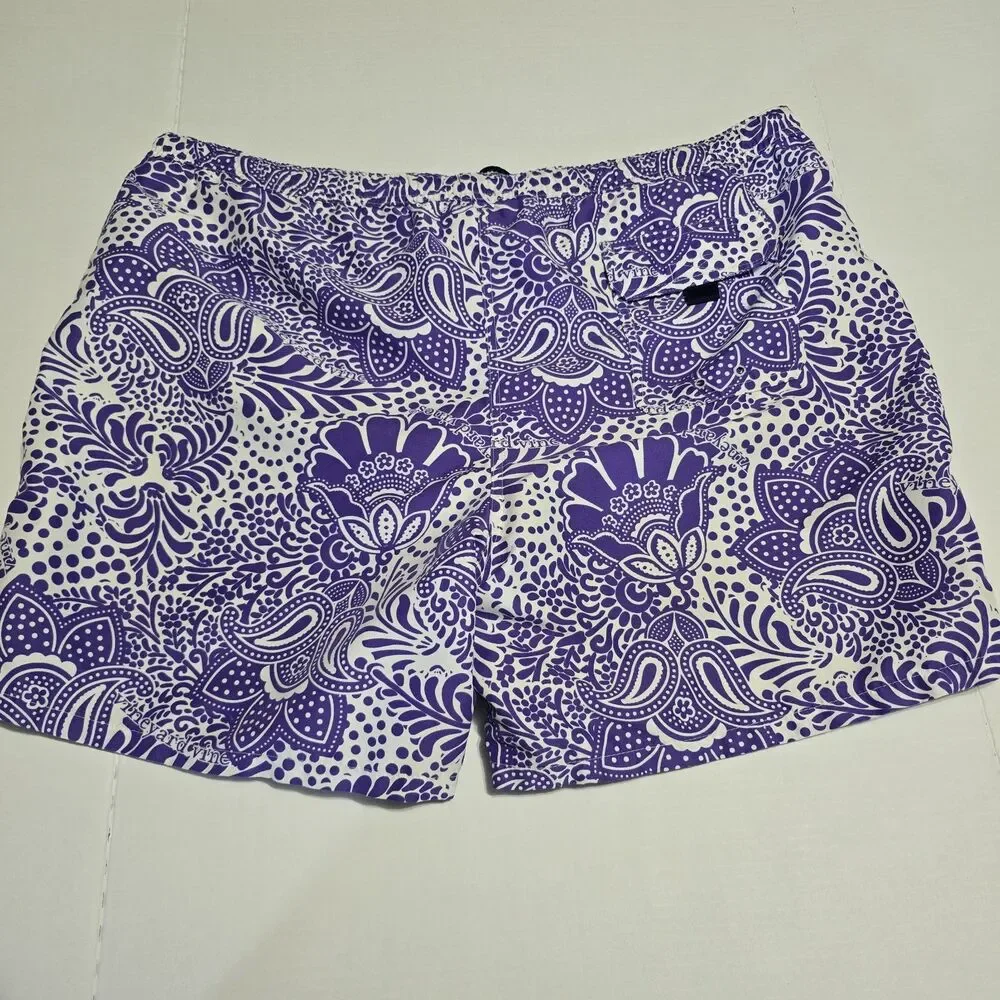 Vineyard Vines Men's XL Purple Paisley Swim Trunks Board Shorts Mesh Lined
